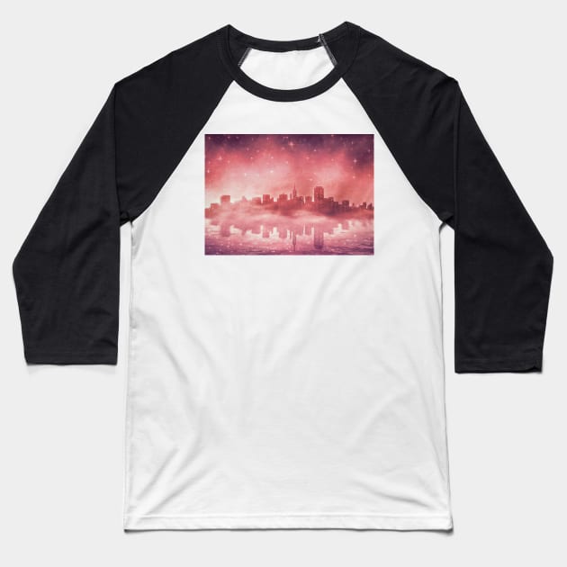 San Francisco at Night Baseball T-Shirt by BethsdaleArt